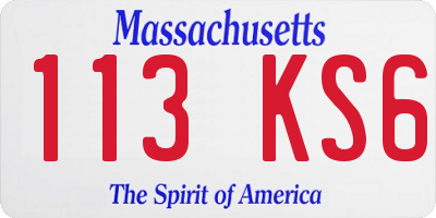 MA license plate 113KS6