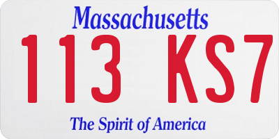 MA license plate 113KS7