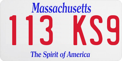 MA license plate 113KS9