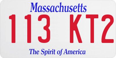 MA license plate 113KT2