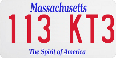MA license plate 113KT3