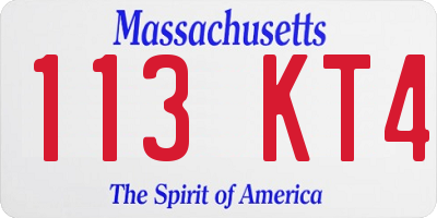 MA license plate 113KT4