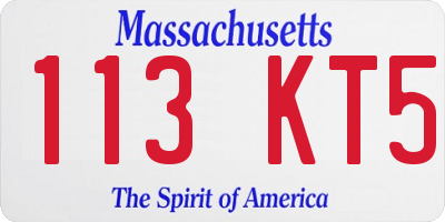 MA license plate 113KT5