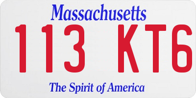 MA license plate 113KT6