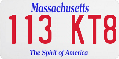 MA license plate 113KT8