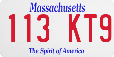 MA license plate 113KT9