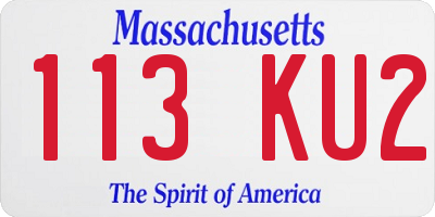 MA license plate 113KU2