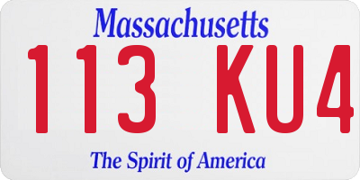 MA license plate 113KU4
