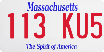 MA license plate 113KU5