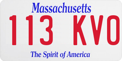 MA license plate 113KV0