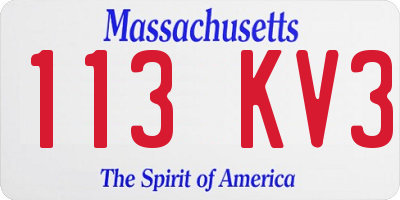 MA license plate 113KV3