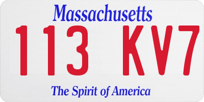 MA license plate 113KV7