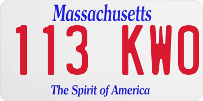 MA license plate 113KW0