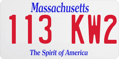 MA license plate 113KW2