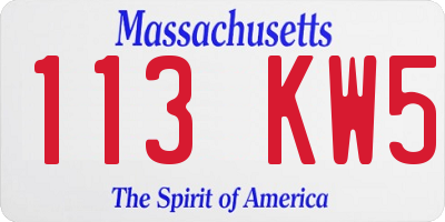 MA license plate 113KW5