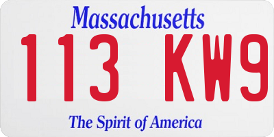 MA license plate 113KW9