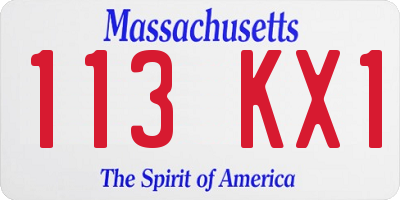MA license plate 113KX1