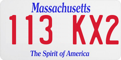 MA license plate 113KX2