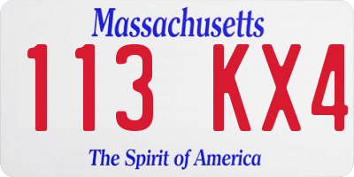 MA license plate 113KX4