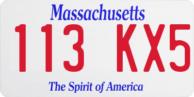 MA license plate 113KX5