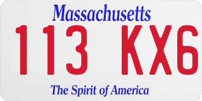MA license plate 113KX6