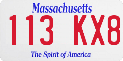 MA license plate 113KX8