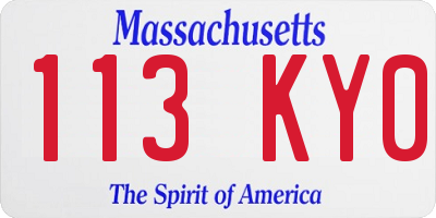 MA license plate 113KY0