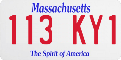 MA license plate 113KY1