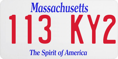 MA license plate 113KY2