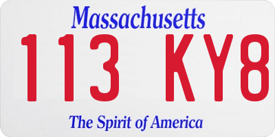 MA license plate 113KY8