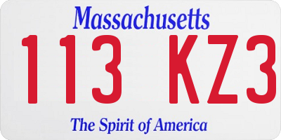MA license plate 113KZ3