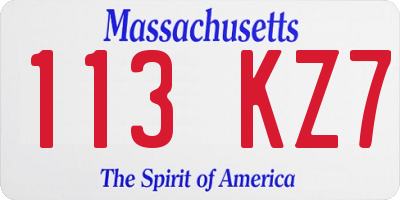 MA license plate 113KZ7
