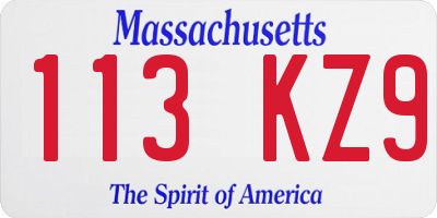 MA license plate 113KZ9