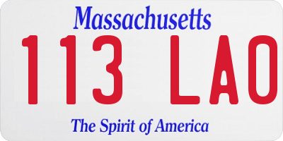 MA license plate 113LA0