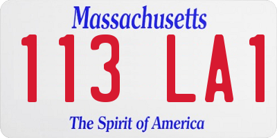 MA license plate 113LA1
