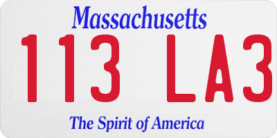 MA license plate 113LA3