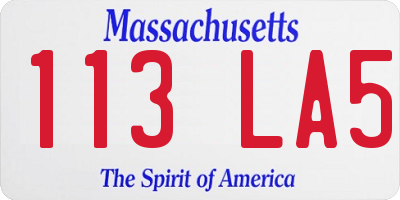 MA license plate 113LA5