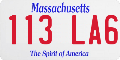 MA license plate 113LA6