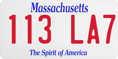 MA license plate 113LA7