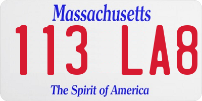 MA license plate 113LA8