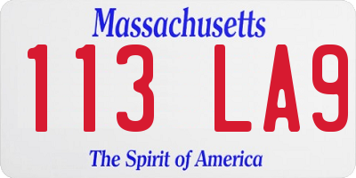 MA license plate 113LA9