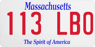 MA license plate 113LB0