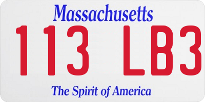 MA license plate 113LB3