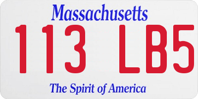 MA license plate 113LB5