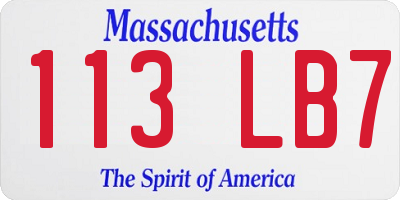 MA license plate 113LB7