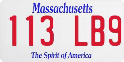 MA license plate 113LB9