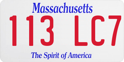 MA license plate 113LC7