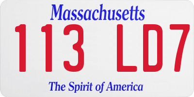 MA license plate 113LD7