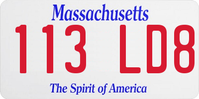 MA license plate 113LD8