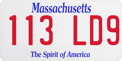 MA license plate 113LD9